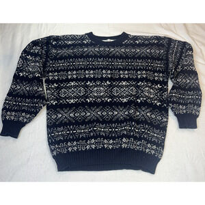 Bill Blast Navy Blue Faire Isle Mens Sweater X-Large 80s / 90s Cosby